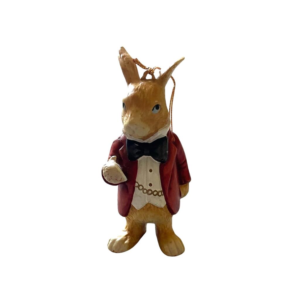 March Hare Alice in Wonderland Ceramic Ornament 4 inch Figurine White Rabbit